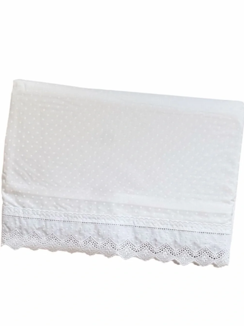 Charisma by Fieldcrest White Classic Dot 310 Thread Count Cotton King Flat Sheet